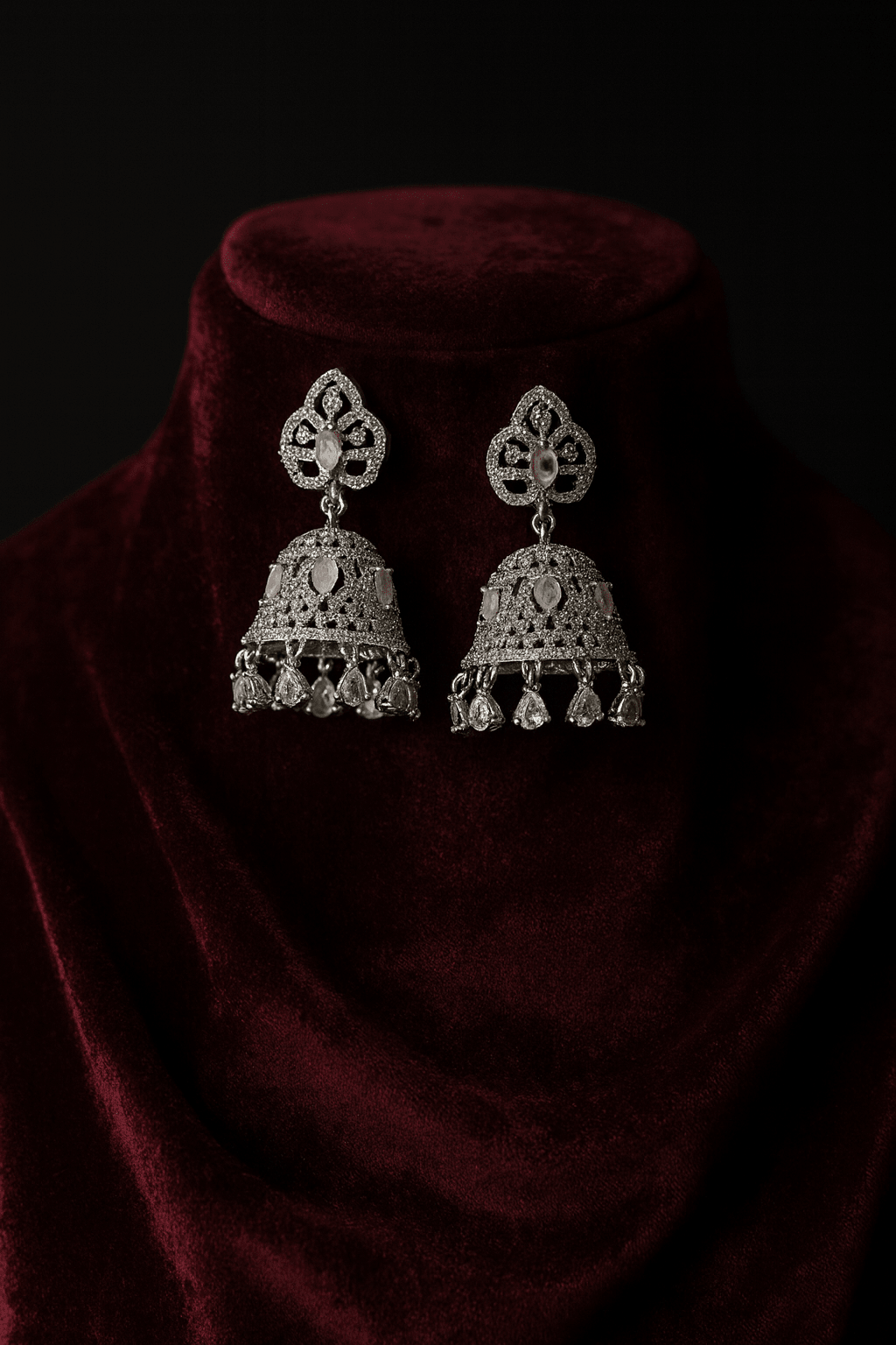 Purple CZ Drop Earrings – Floral Top Design for Special Events - Maxiblink