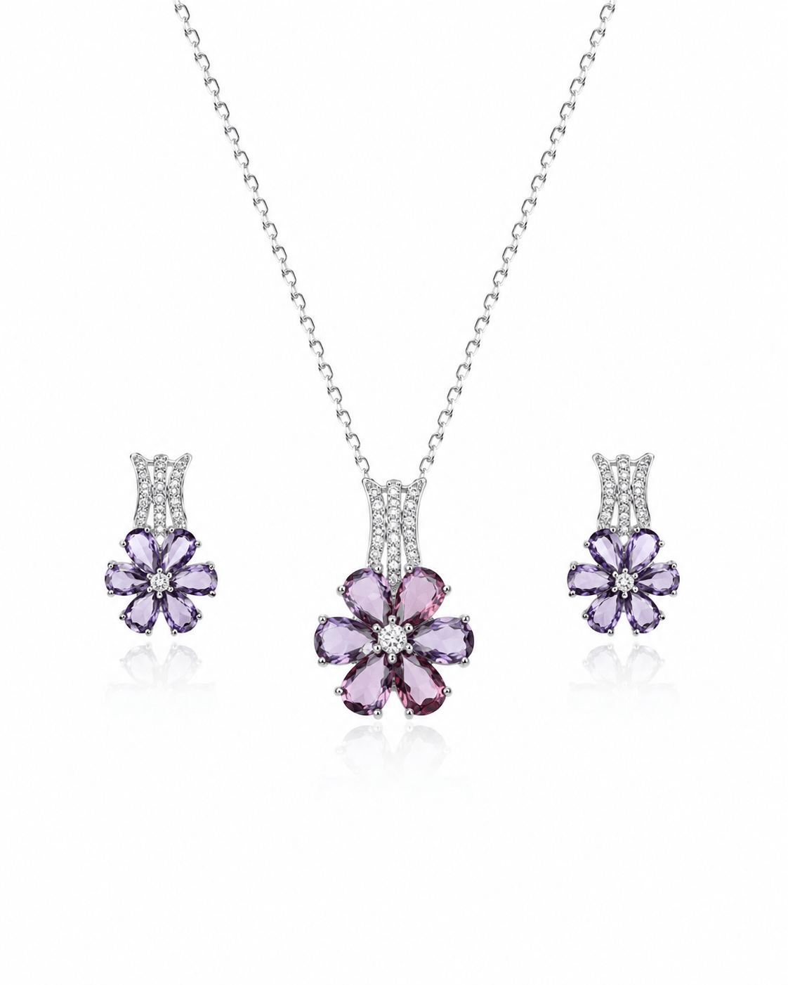 Purple Flower Crystal Pendant Set - Maxiblink