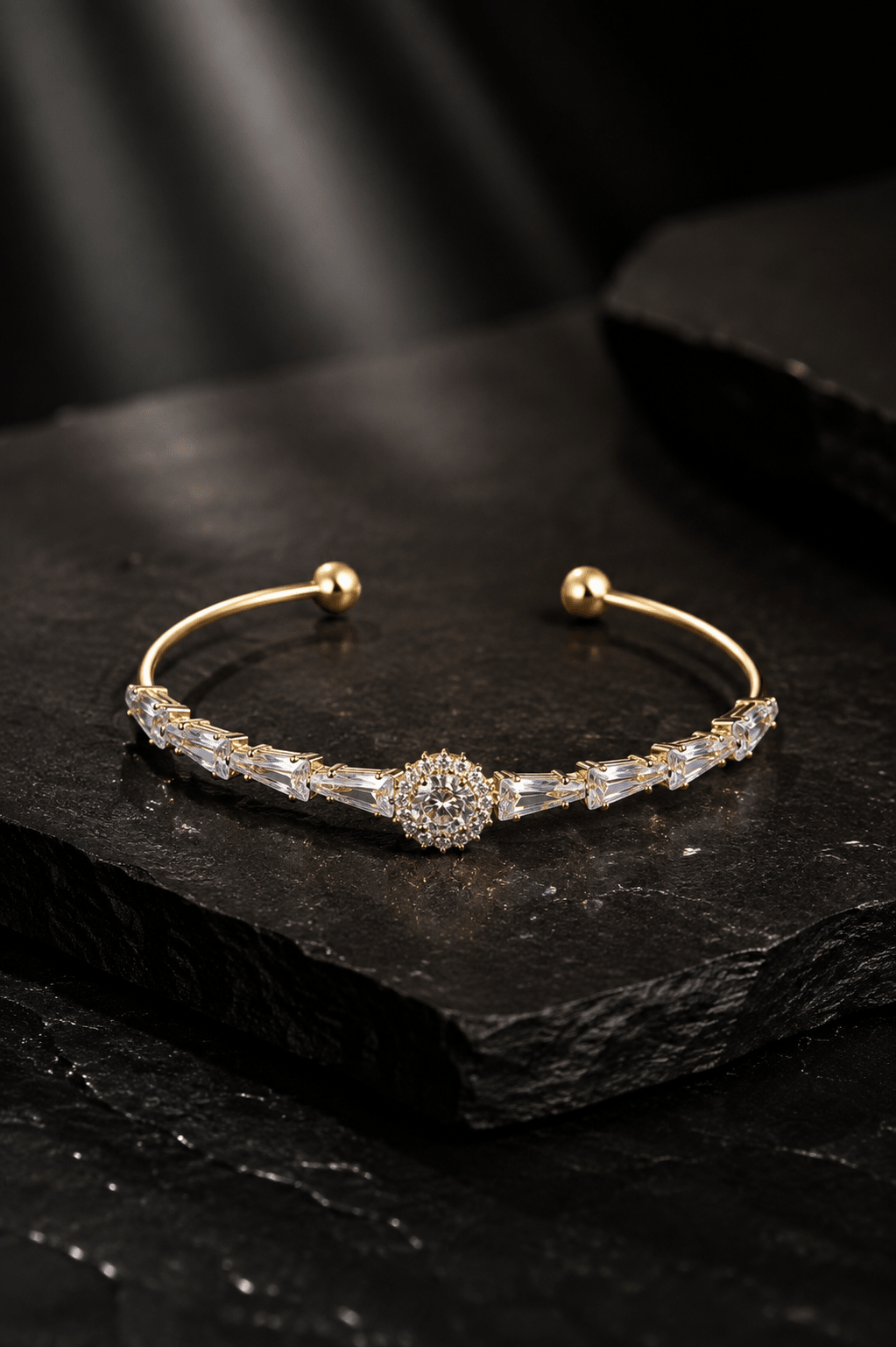Radiant Halo Tapered Baguette Cuff Bracelet - Maxiblink
