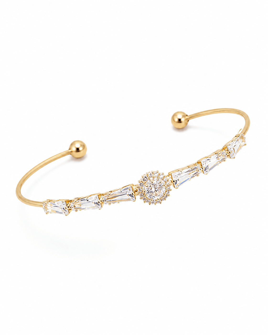 Radiant Halo Tapered Baguette Cuff Bracelet - Maxiblink