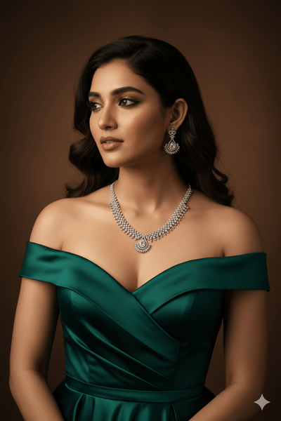 Radiant Teardrop Diamond Necklace Set - Maxiblink