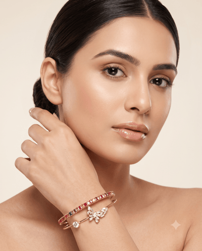 Rainbow Baguette Butterfly Double Layer Cuff - Maxiblink