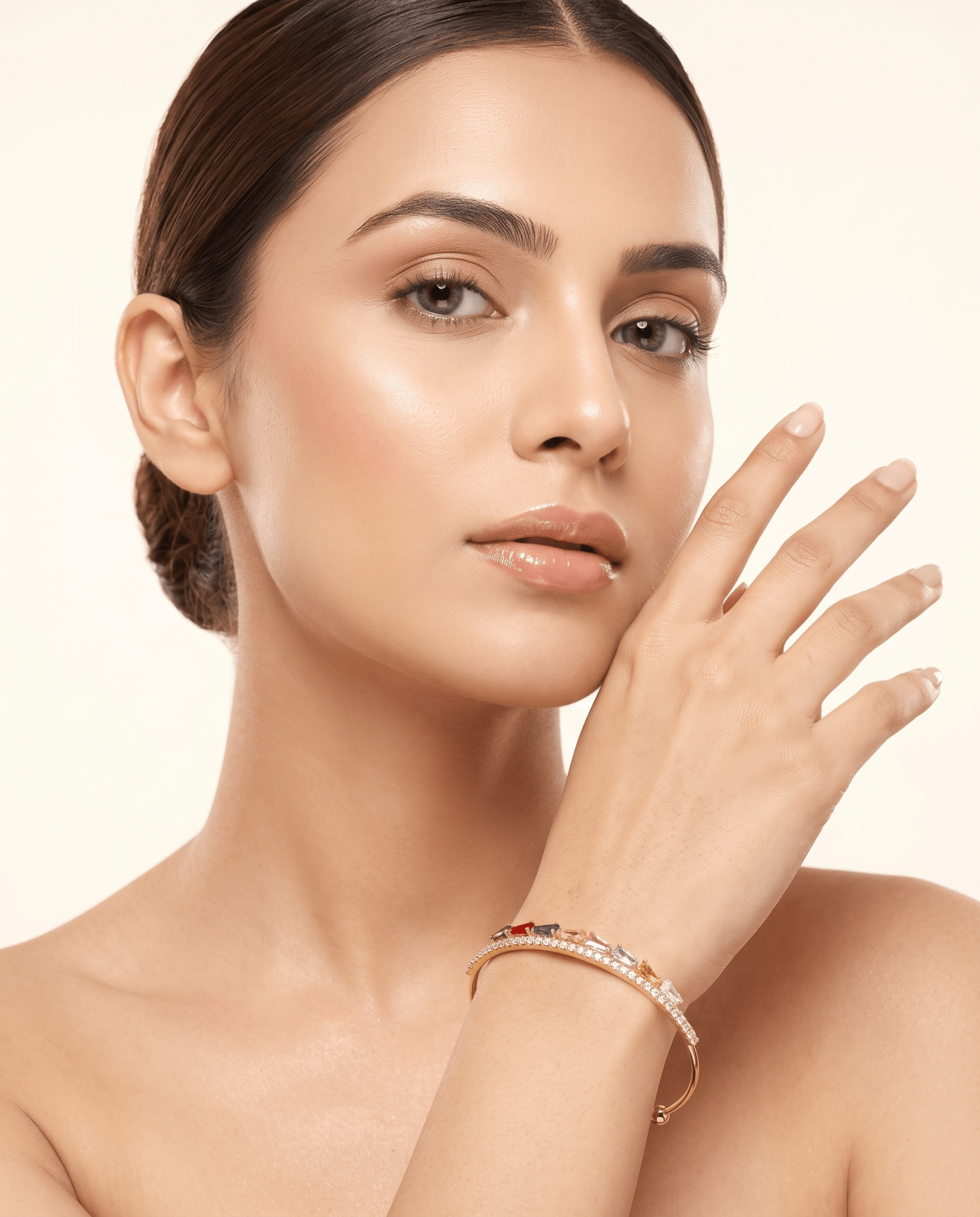Rainbow Baguette Crystal Cuff Bracelet - Maxiblink