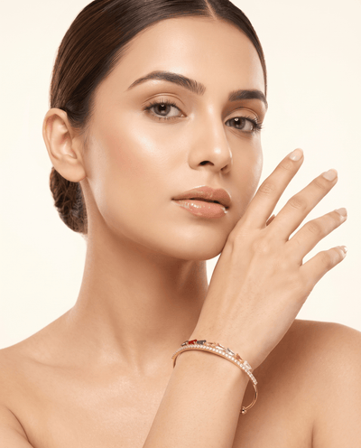 Rainbow Baguette Crystal Cuff Bracelet - Maxiblink