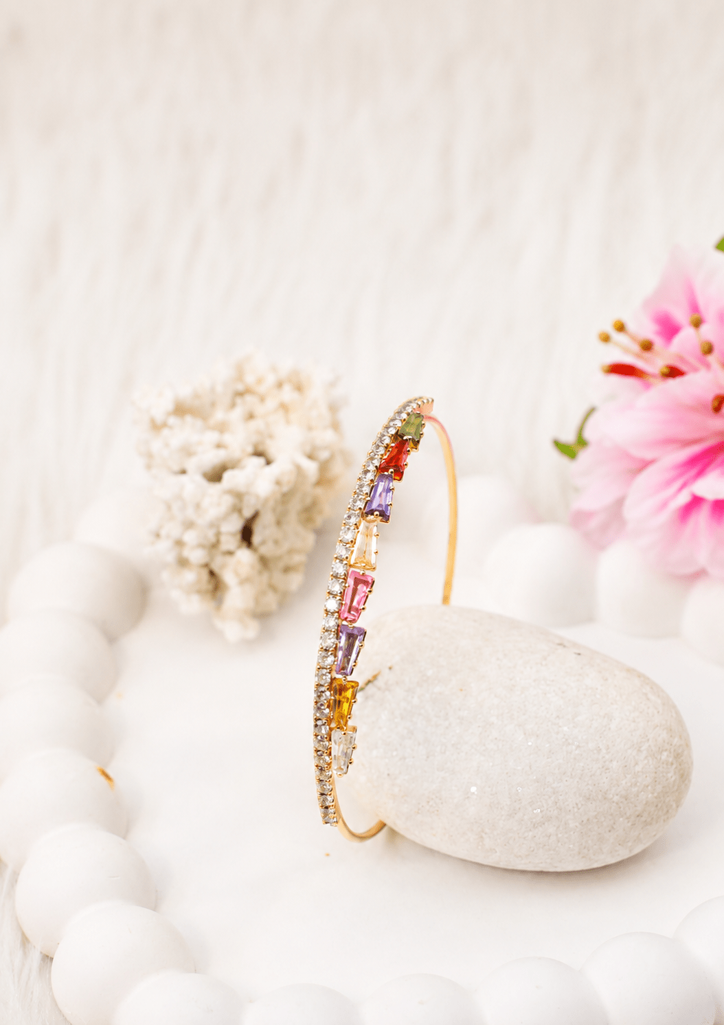 Rainbow Baguette Crystal Cuff Bracelet - Maxiblink