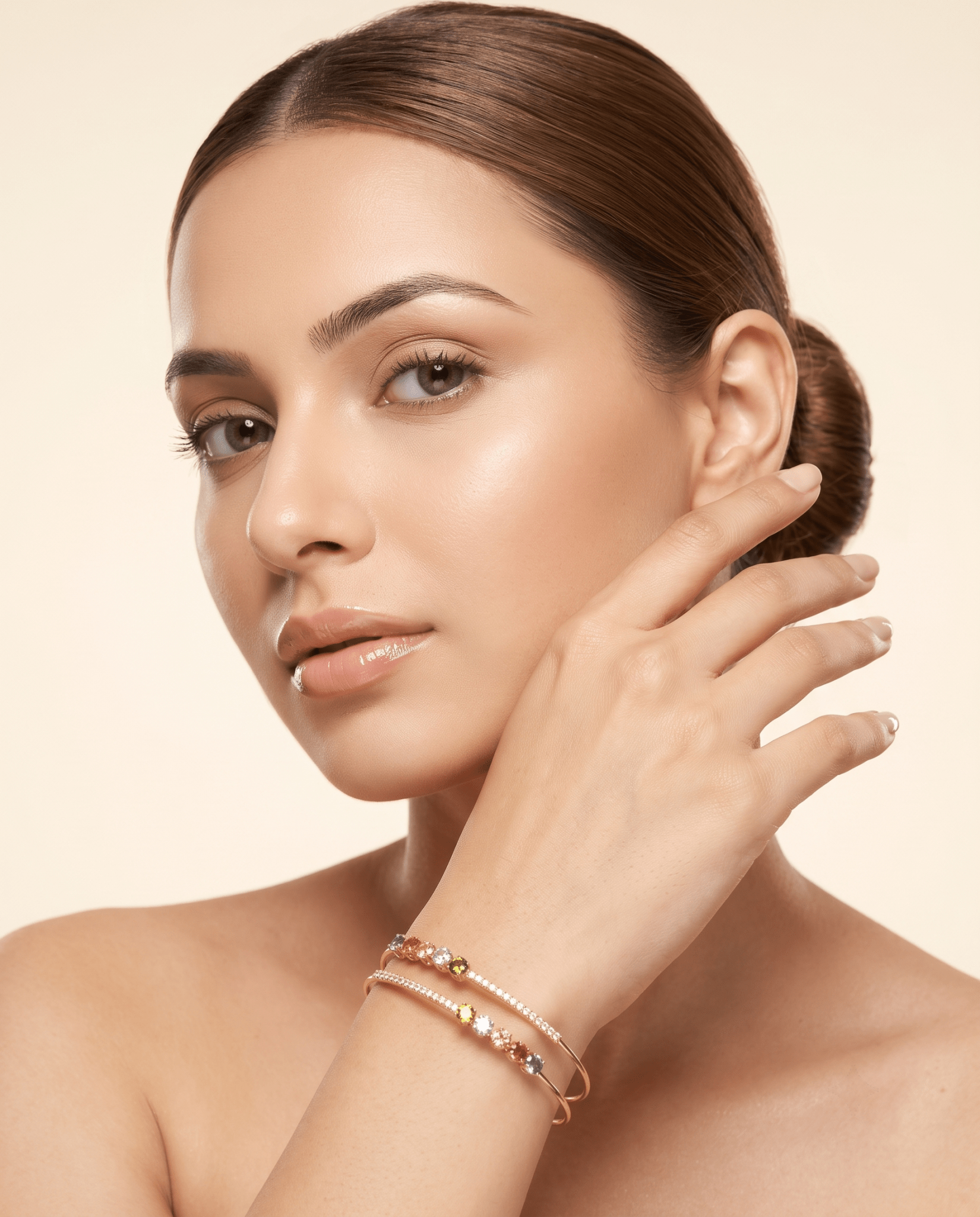 Rainbow Crystal Spiral Wrap Cuff Bracelet - Maxiblink