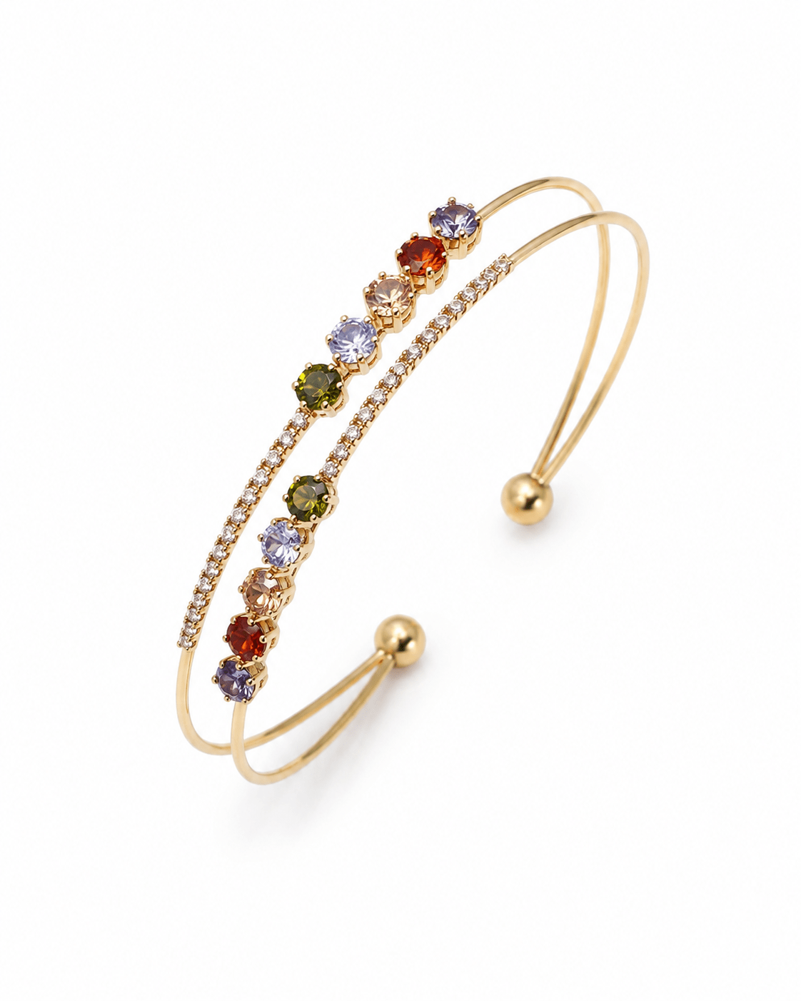 Rainbow Crystal Spiral Wrap Cuff Bracelet - Maxiblink