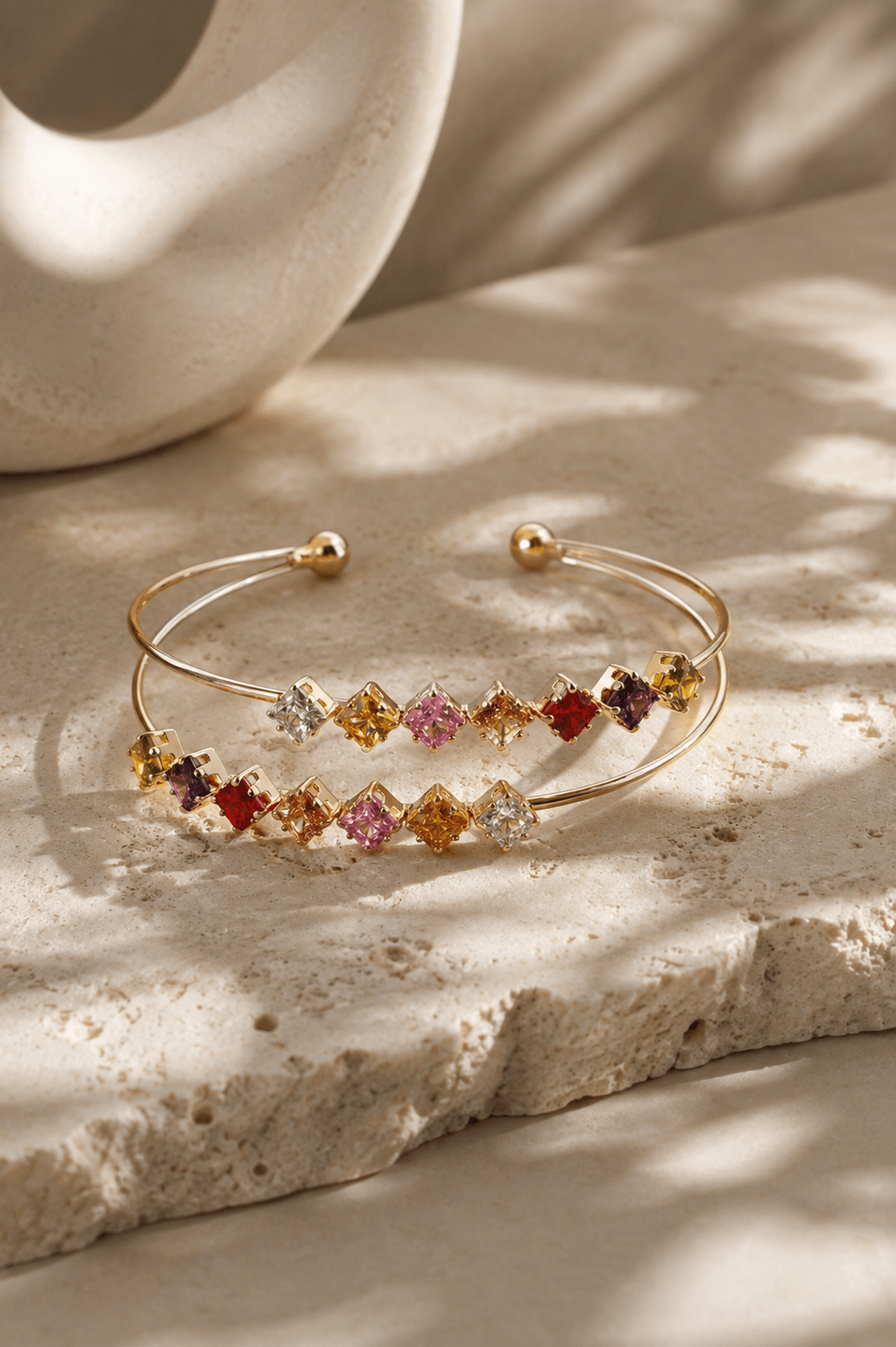 Rainbow Princess Double Line Cuff Bracelet - Maxiblink