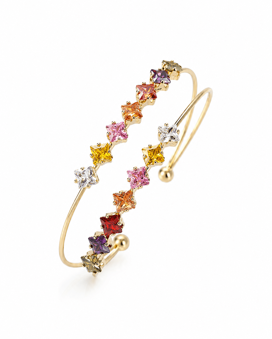 Rainbow Princess Double Line Cuff Bracelet - Maxiblink