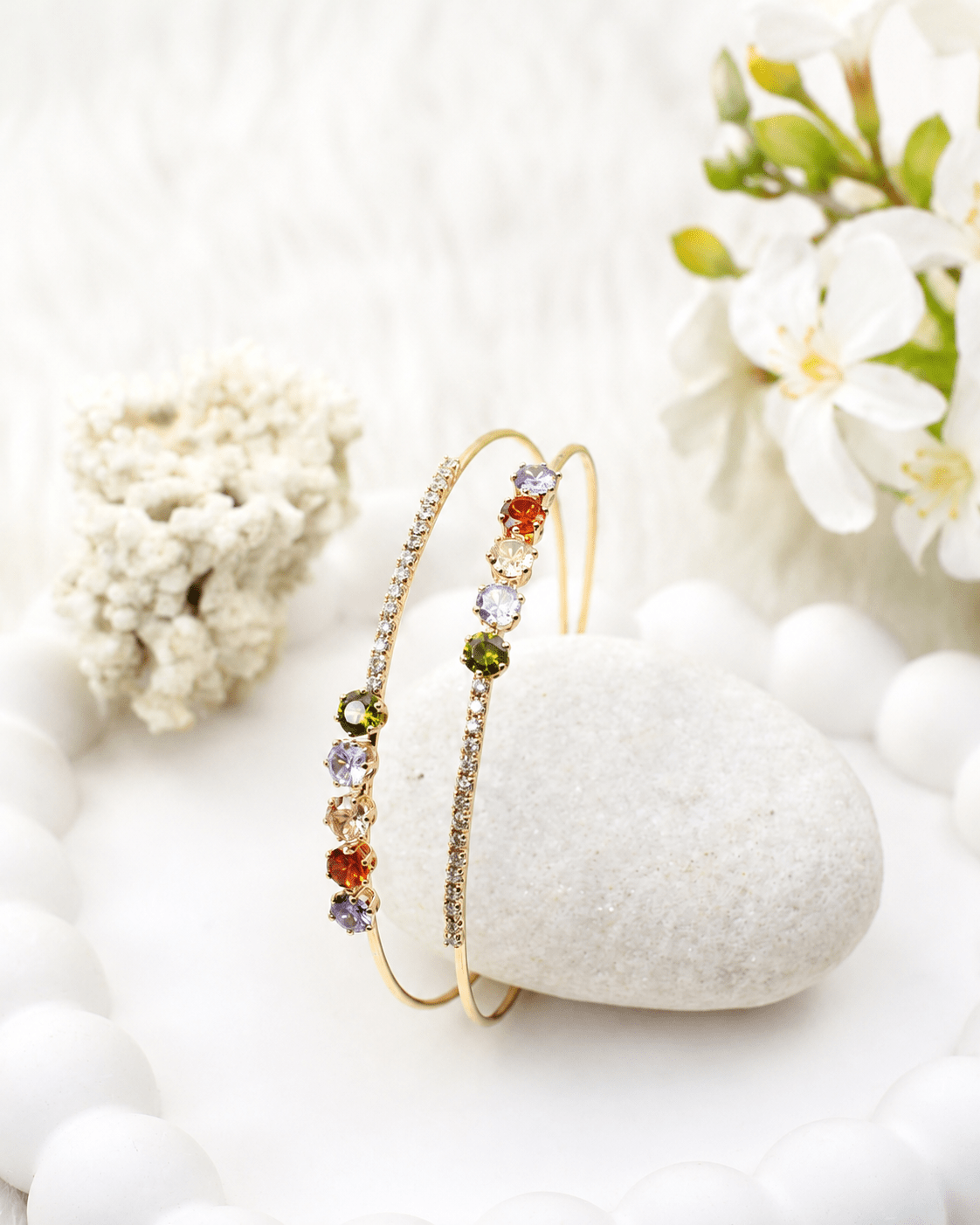 Rainbow Princess Double Line Cuff Bracelet - Maxiblink