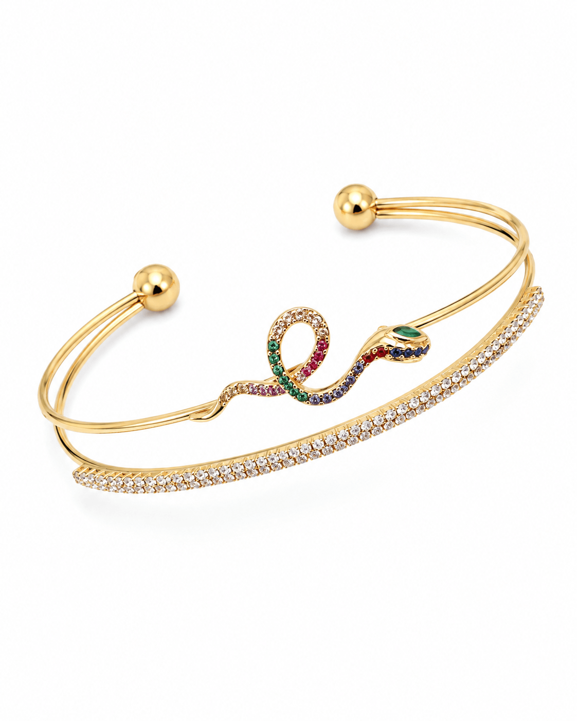 Rainbow Serpent Double Layer Cuff Bracelet - Maxiblink