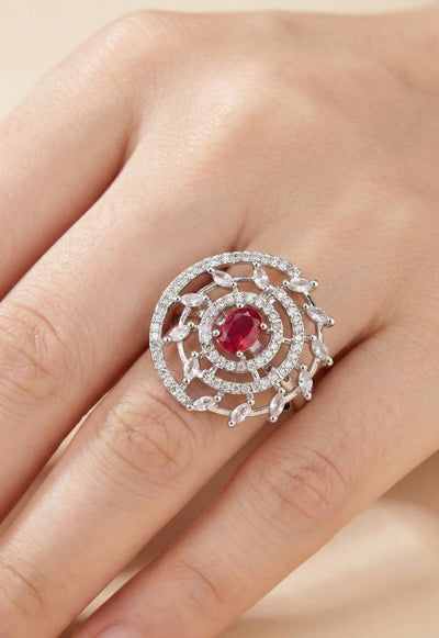 Red Stone Orbit Adjustable Ring - Maxiblink