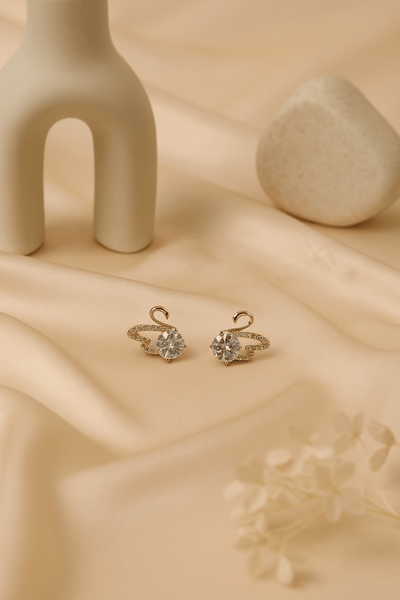 Rose Gold Swan - Shaped Zircon Stud Earrings | Nature - Inspired Anti - Tarnish - Maxiblink