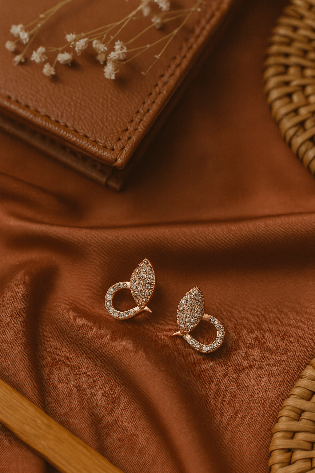 Rose Gold Teardrop Stud Earrings - Maxiblink