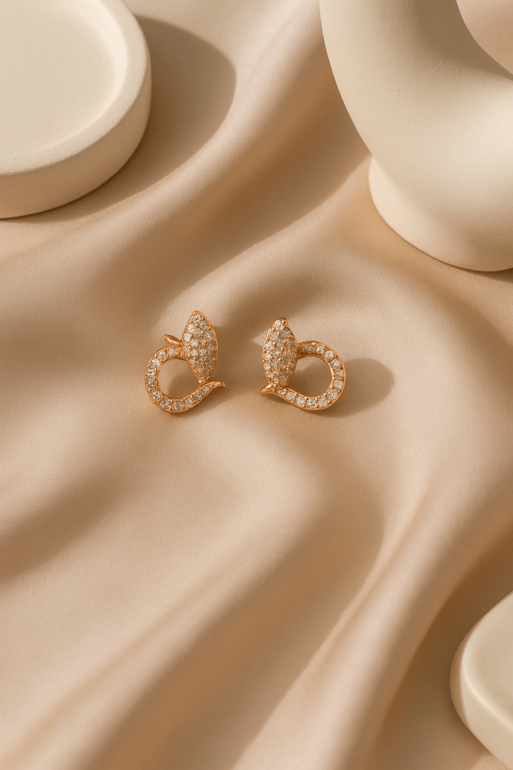 Rose Gold Teardrop Stud Earrings - Maxiblink