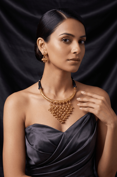 Royal Gold Antique Floral Fringe Choker - Maxiblink