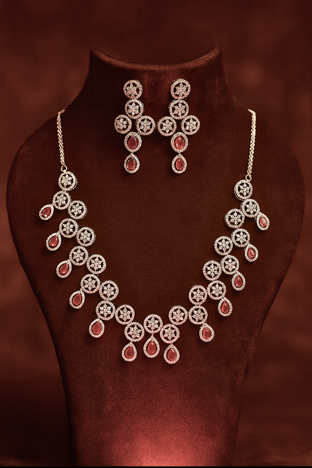 Royal Ruby Swirl Necklace Set - Maxiblink