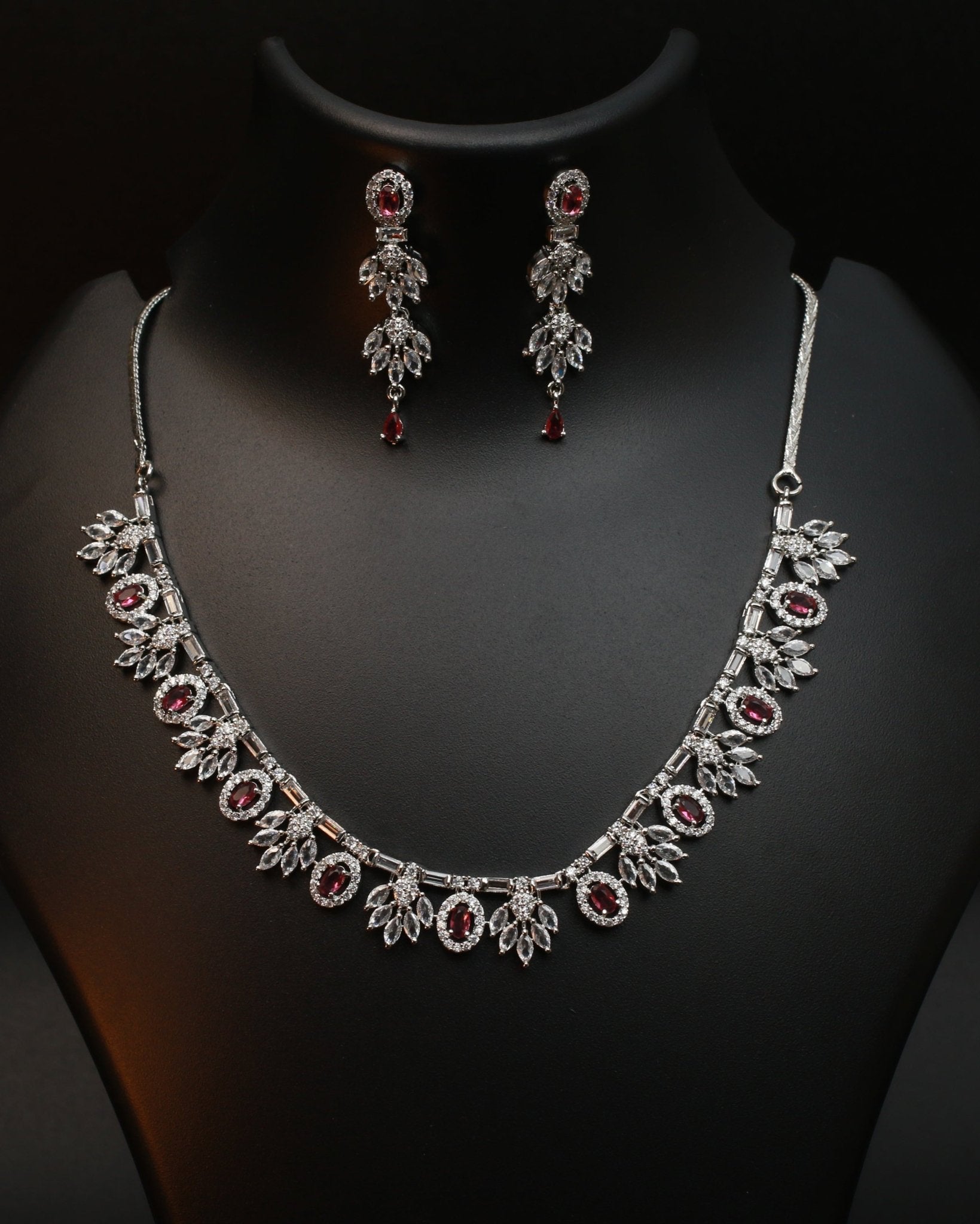 Ruby Floral Sparkle Necklace Set - Maxiblink