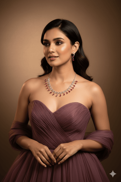 Ruby Loop Cascade AD Necklace Set - Maxiblink