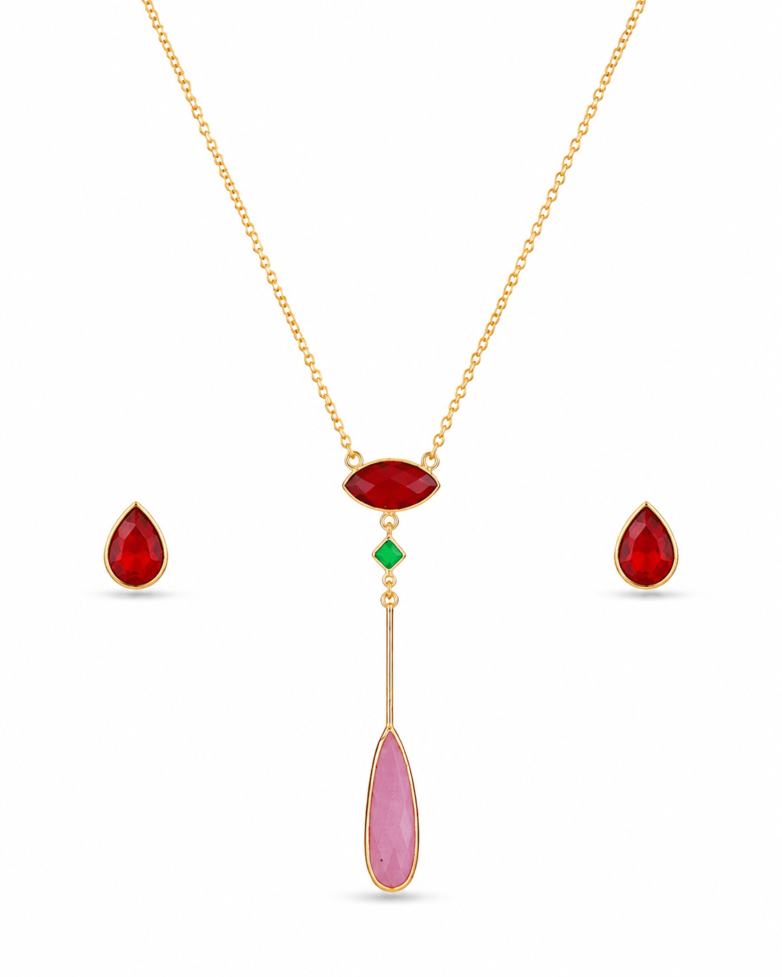 Ruby Marquise Crystal Drop Pendant Set - Maxiblink