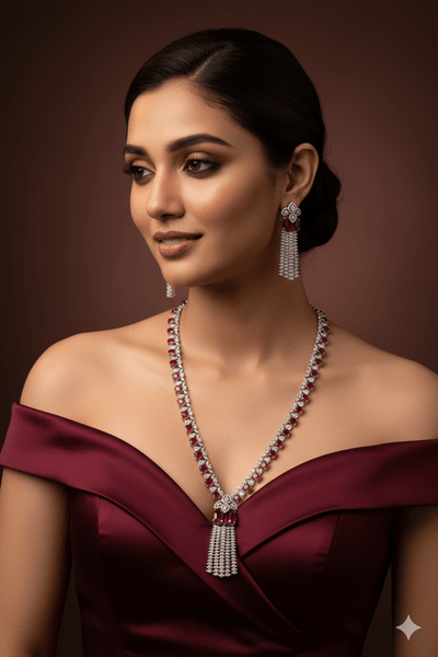 Ruby Tassel Classic AD Necklace Set - Maxiblink