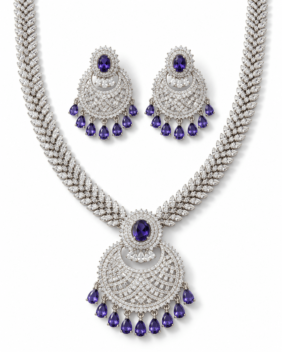 Sapphire Moon Fan AD Necklace Set - Maxiblink