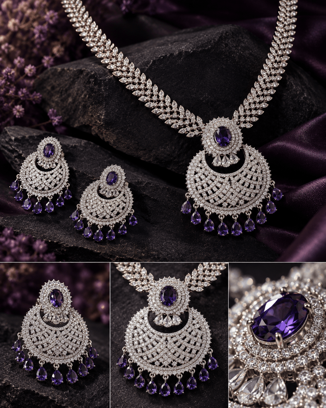 Sapphire Moon Fan AD Necklace Set - Maxiblink