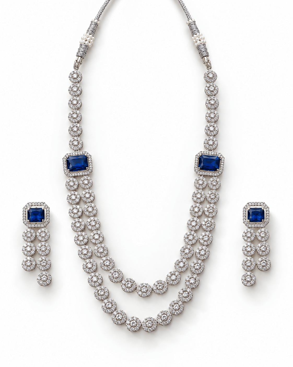 Sapphire Rosette Layered Necklace Set - Maxiblink