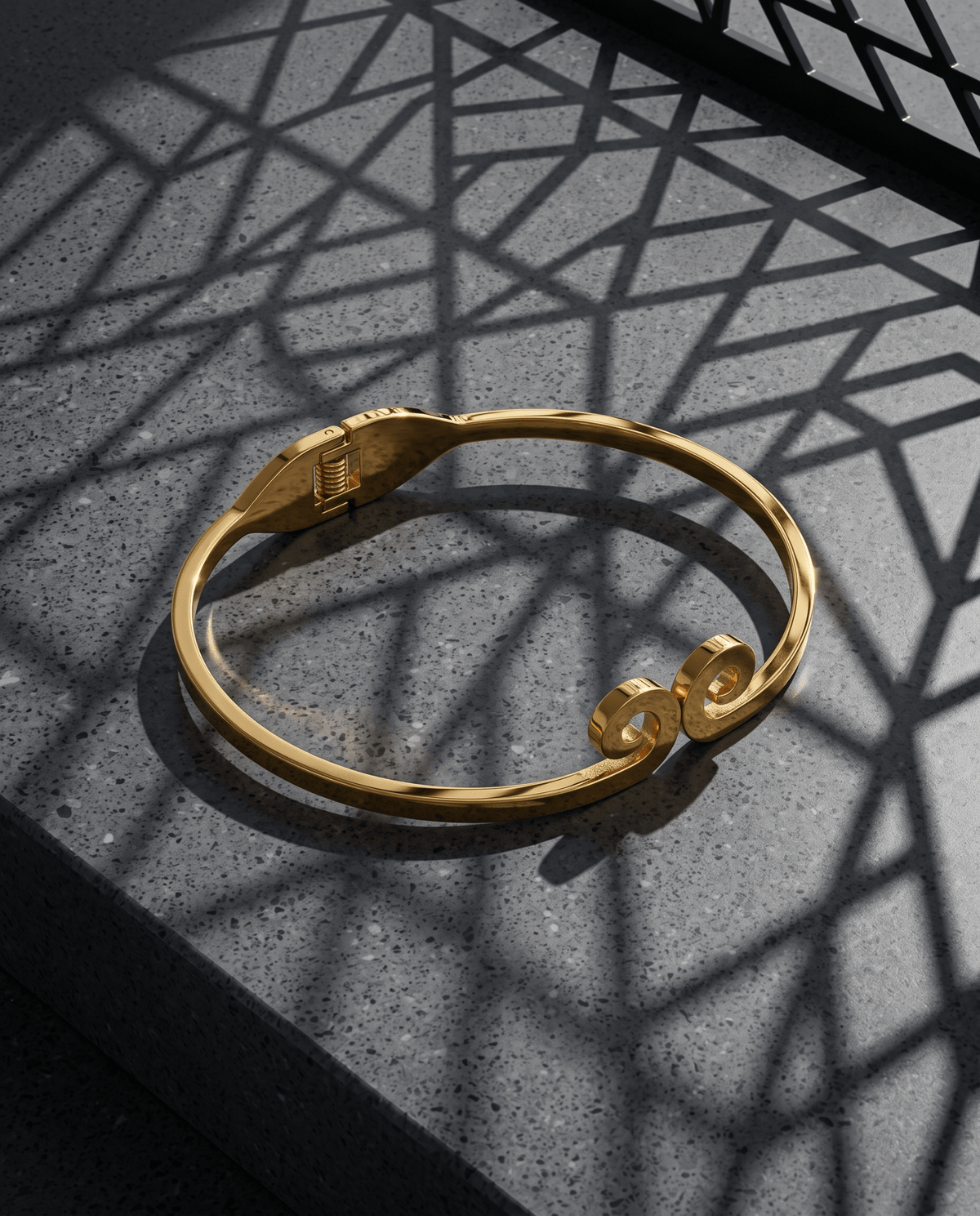 Scroll Clasp Wire Bangle Bracelet - Maxiblink