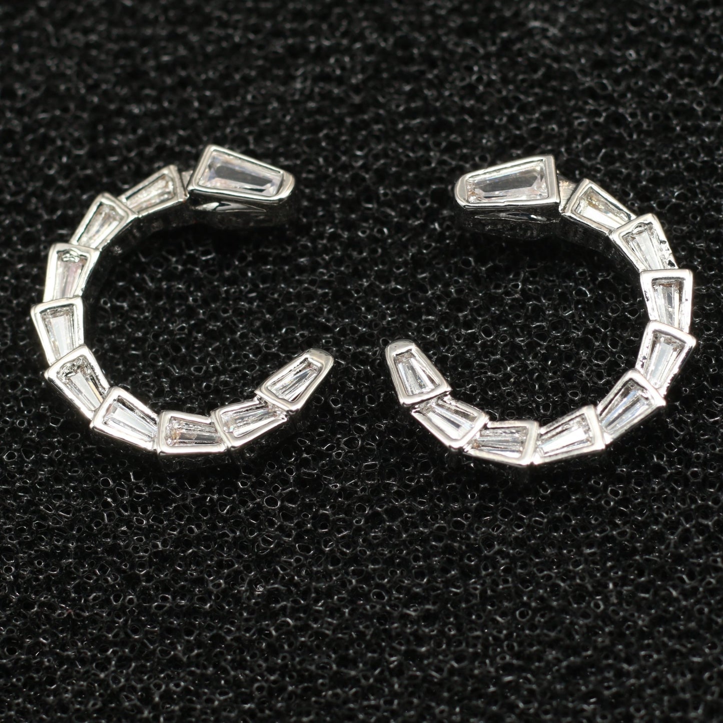 Semi - Hoop Crystal Segment Earrings - Maxiblink