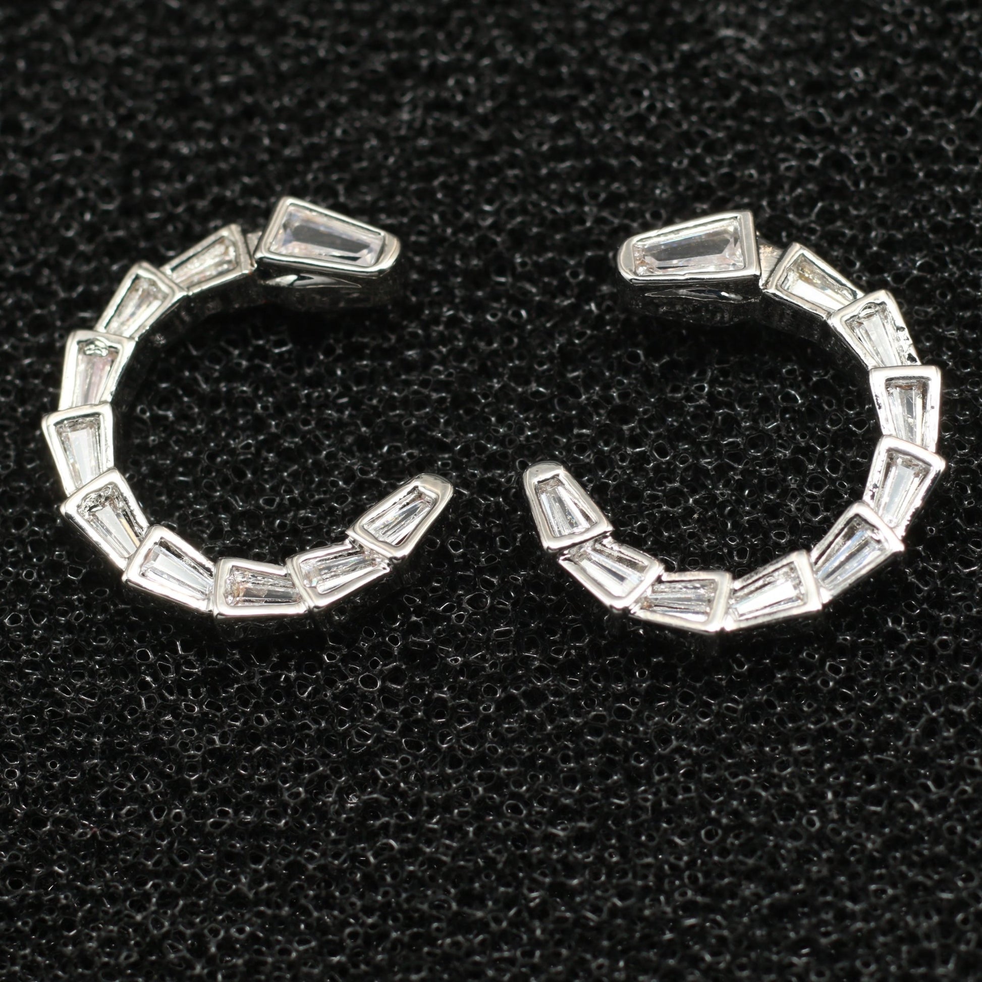 Semi - Hoop Crystal Segment Earrings - Maxiblink