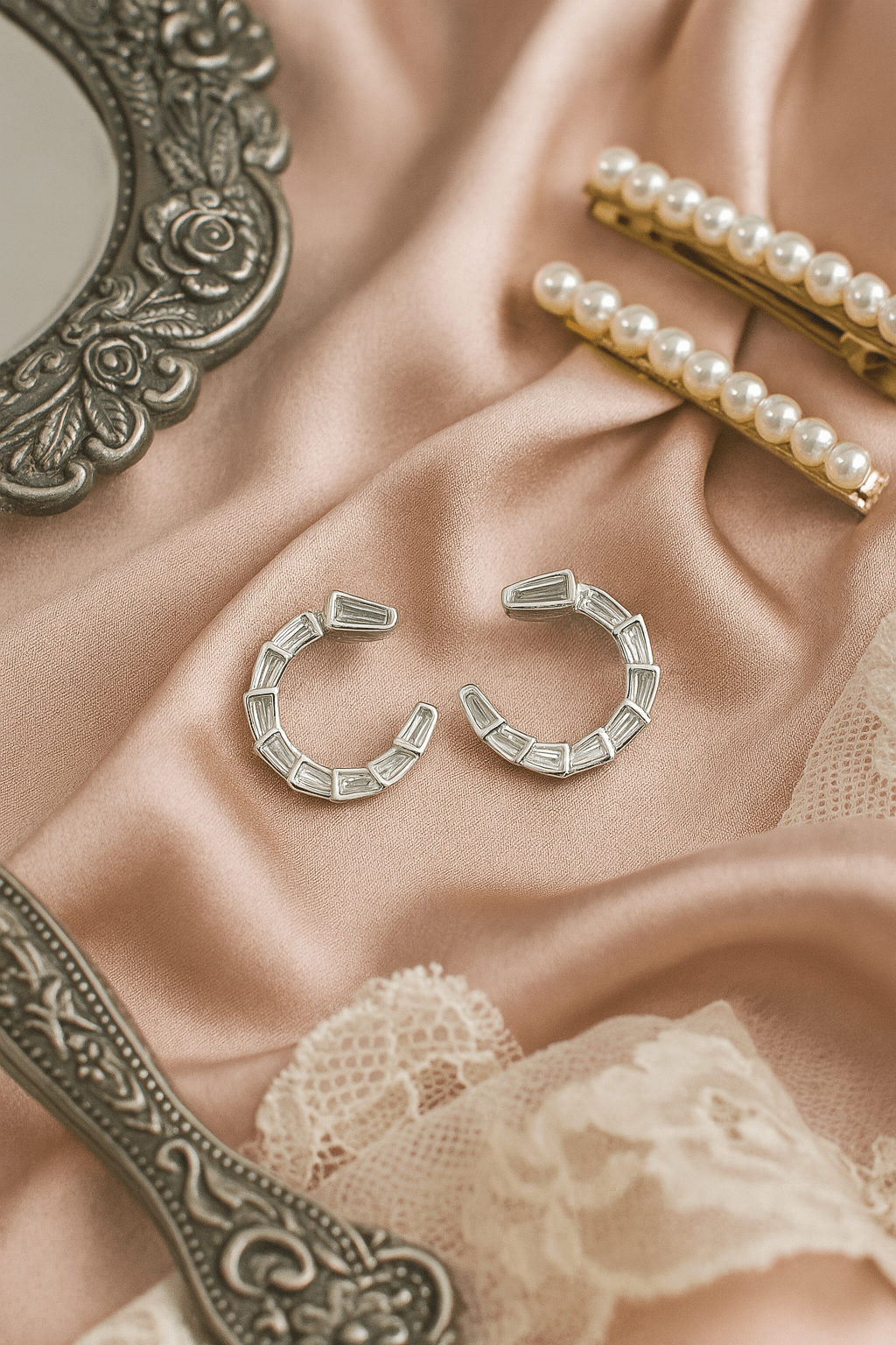 Semi - Hoop Crystal Segment Earrings - Maxiblink