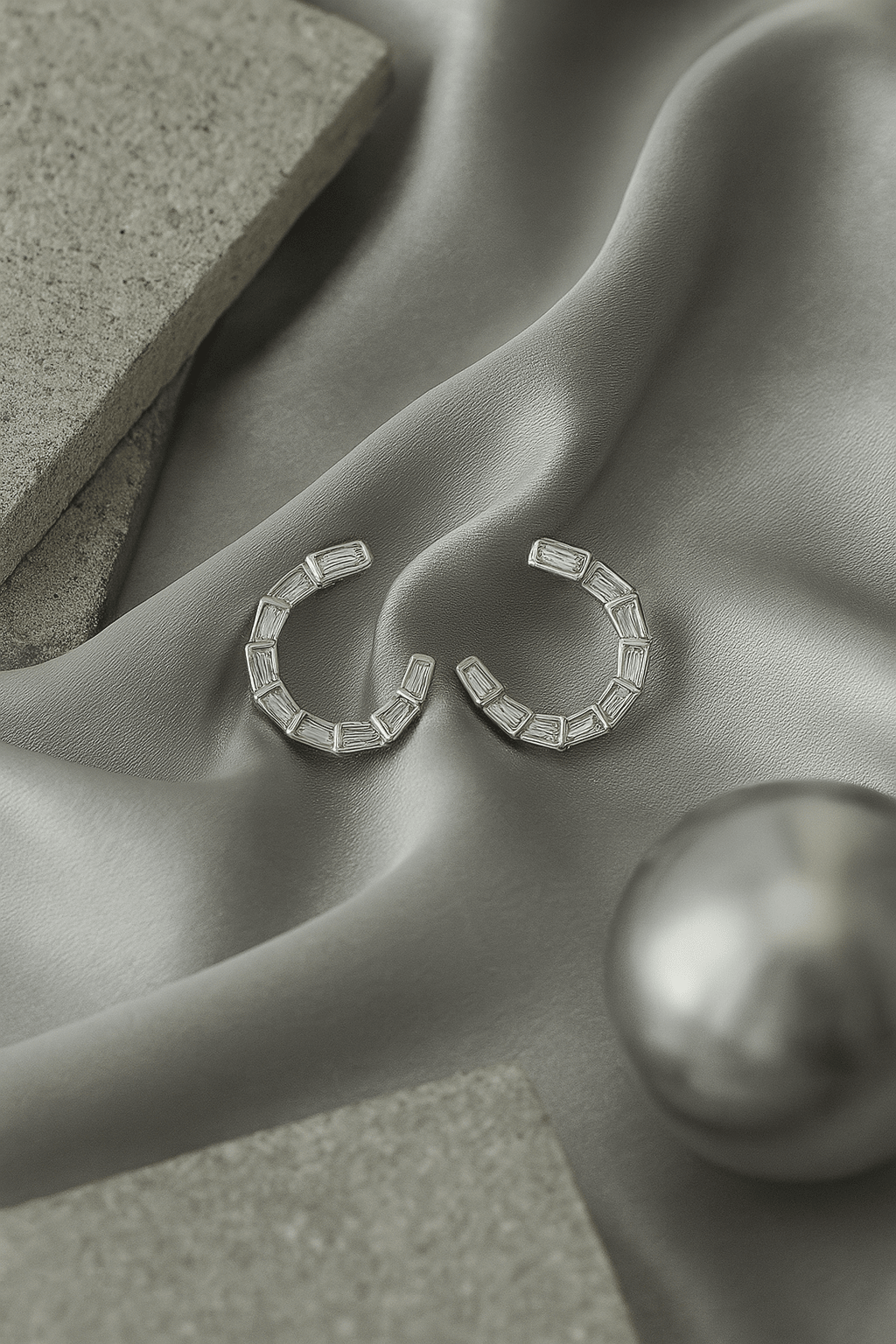 Semi - Hoop Crystal Segment Earrings - Maxiblink