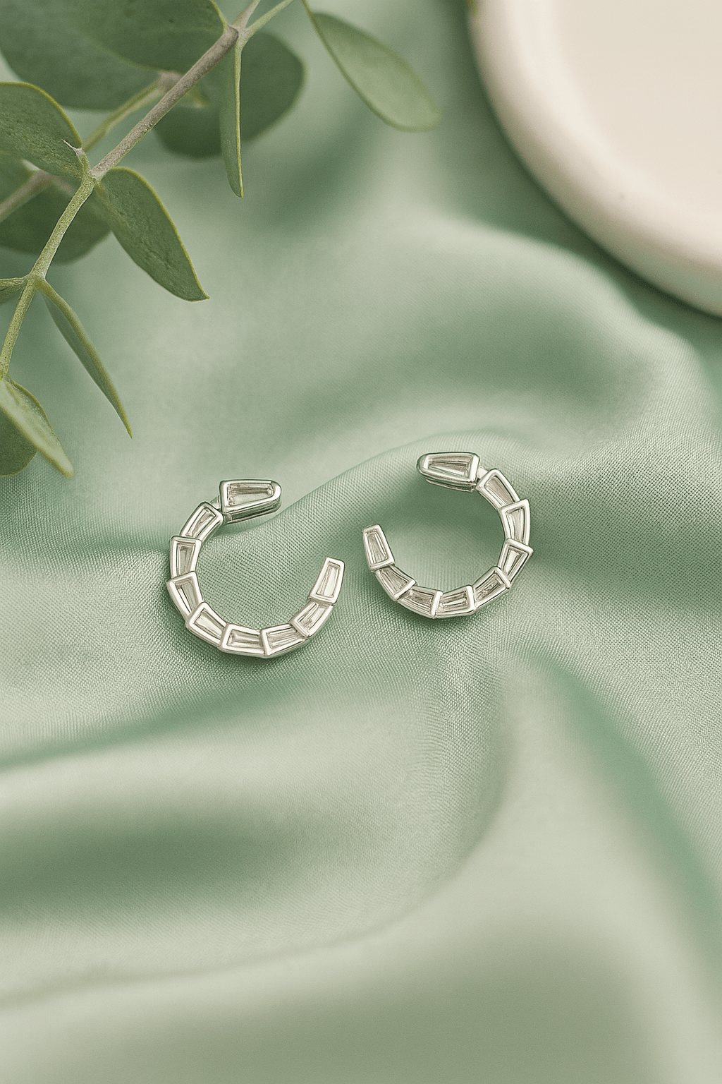 Semi - Hoop Crystal Segment Earrings - Maxiblink