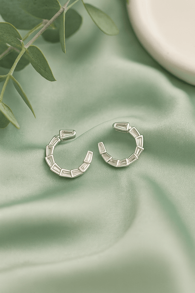 Semi - Hoop Crystal Segment Earrings - Maxiblink