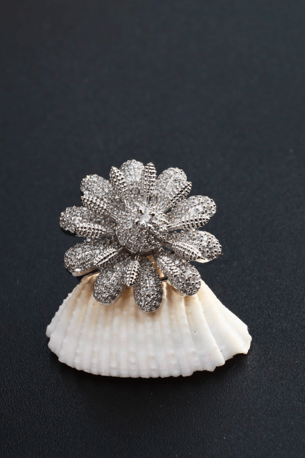 Silver Daisy Textured Adjustable Ring - Maxiblink