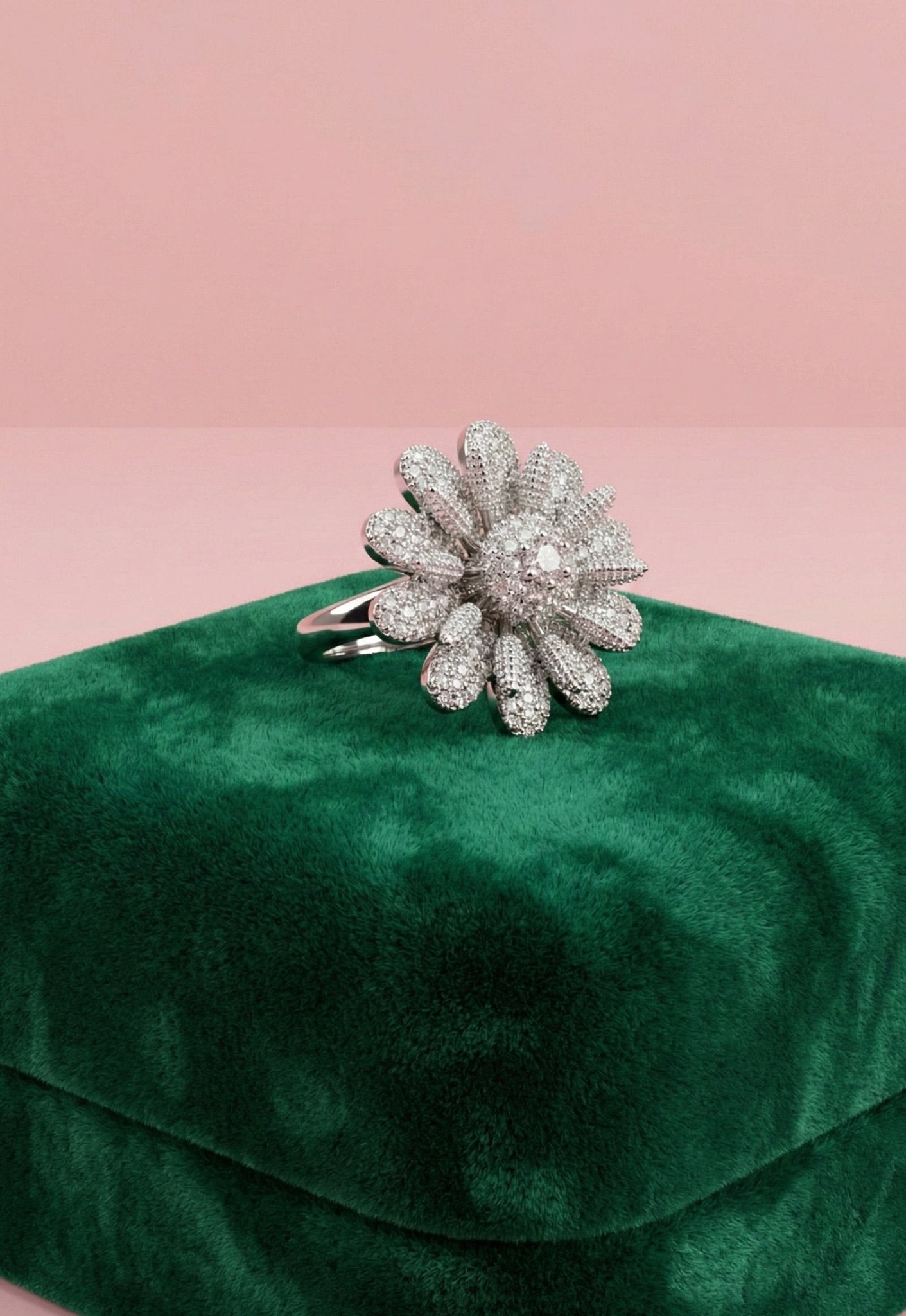 Silver Daisy Textured Adjustable Ring - Maxiblink
