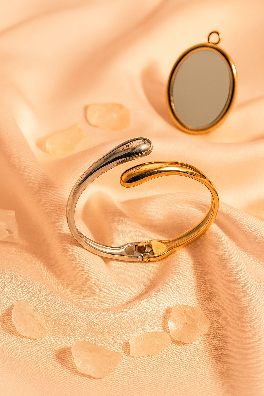 Silver & Gold Dual - Tone Minimalist Loop Bracelet | Anti - Tarnish - Maxiblink