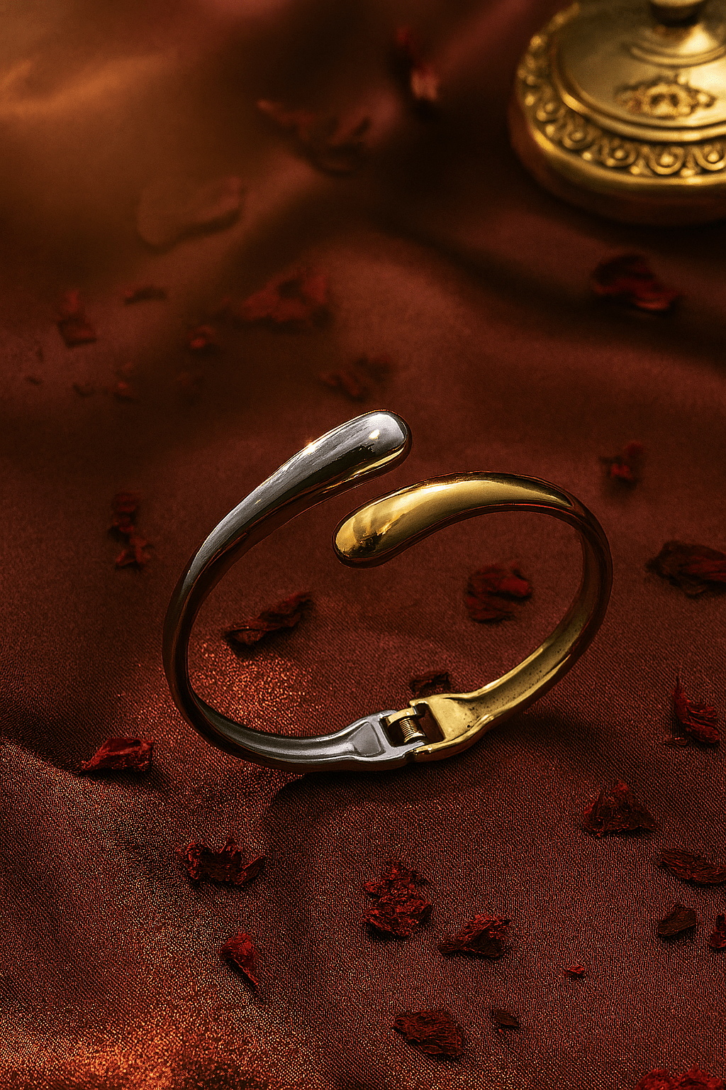Silver & Gold Dual - Tone Minimalist Loop Bracelet | Anti - Tarnish - Maxiblink