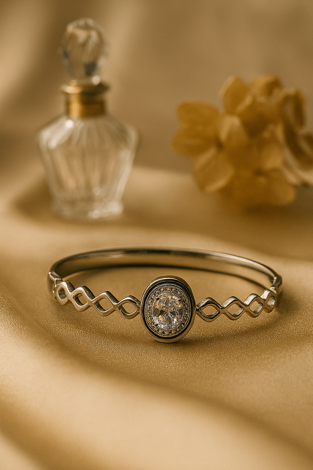 Silver Infinity Crystal Halo Bracelet with CZ Stones | Anti - Tarnish - Maxiblink