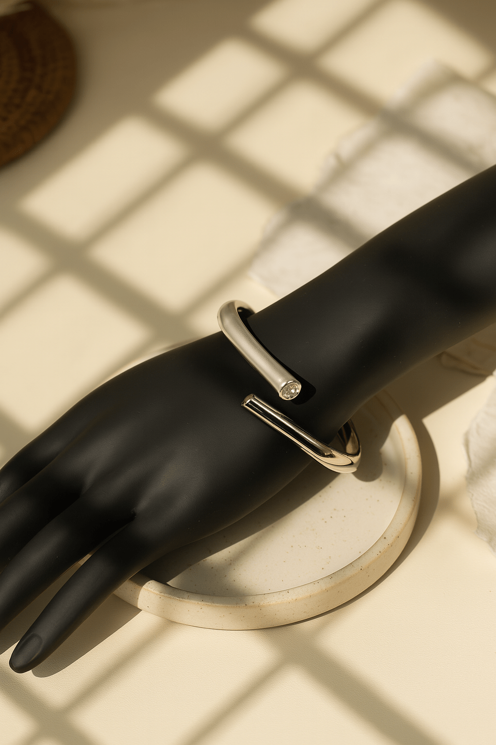 Silver Minimalist Cuff Bracelet with Hook Closure | Unisex Anti - Tarnish - Maxiblink