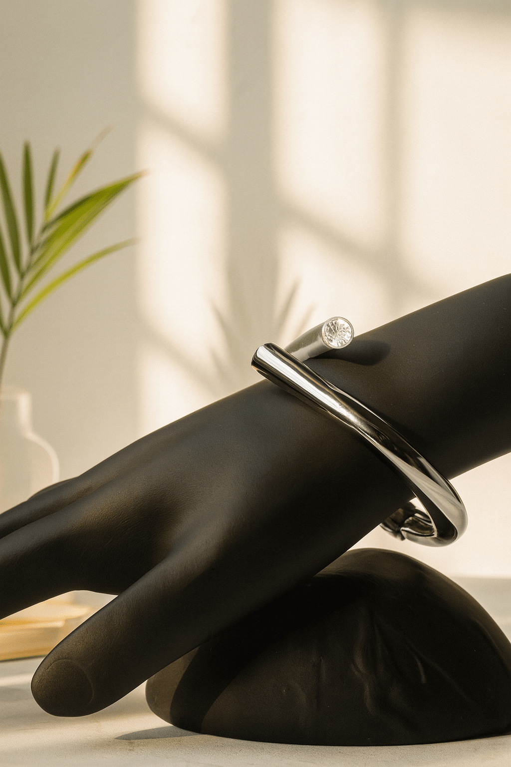 Silver Minimalist Cuff Bracelet with Hook Closure | Unisex Anti - Tarnish - Maxiblink