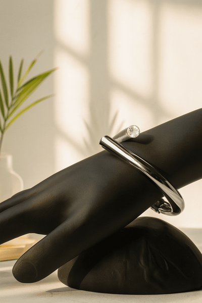 Silver Minimalist Cuff Bracelet with Hook Closure | Unisex Anti - Tarnish - Maxiblink