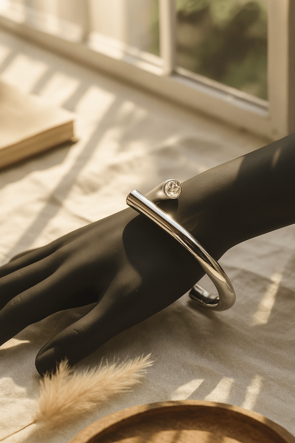 Silver Minimalist Cuff Bracelet with Hook Closure | Unisex Anti - Tarnish - Maxiblink