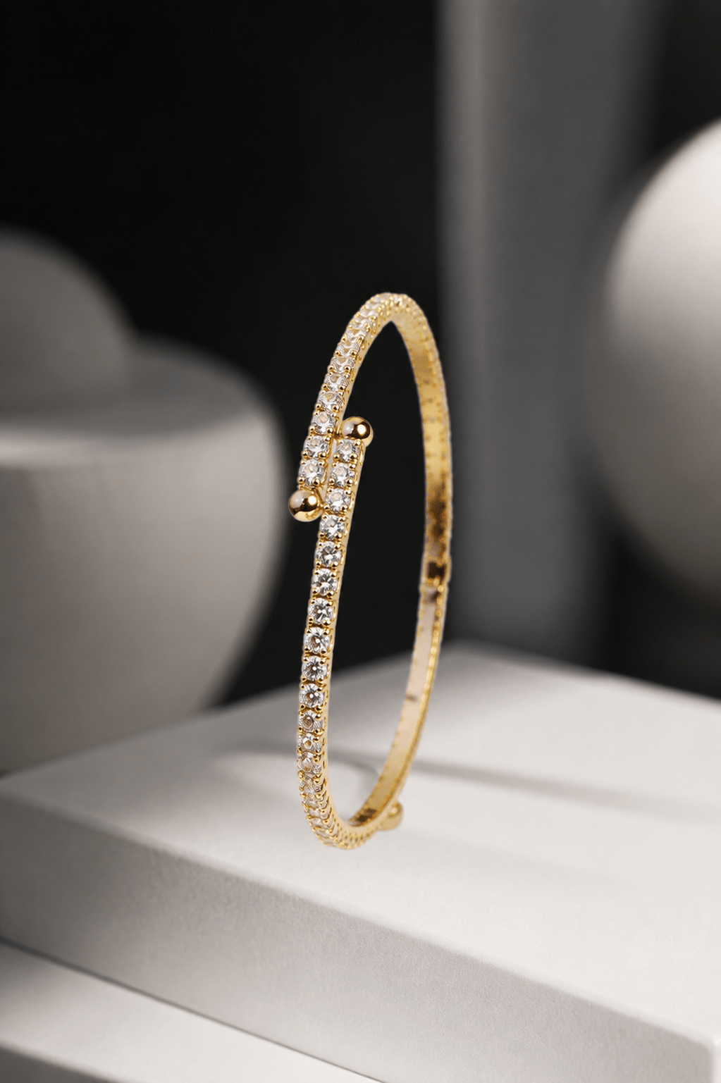 Slim Crystal Tennis Wrap Bangle Bracelet - Maxiblink