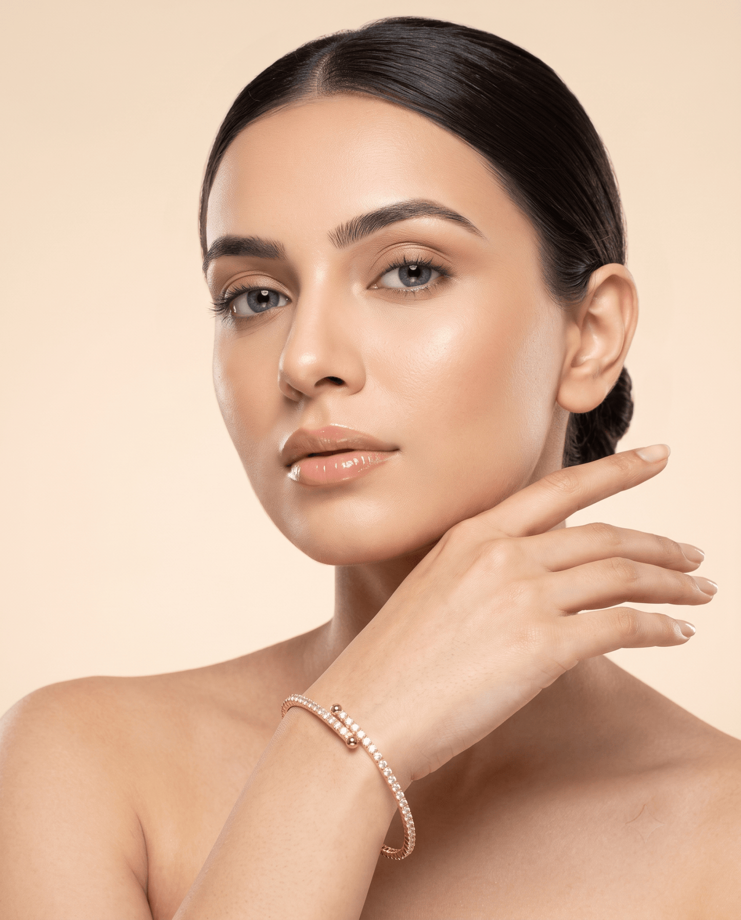 Slim Crystal Tennis Wrap Bangle Bracelet - Maxiblink