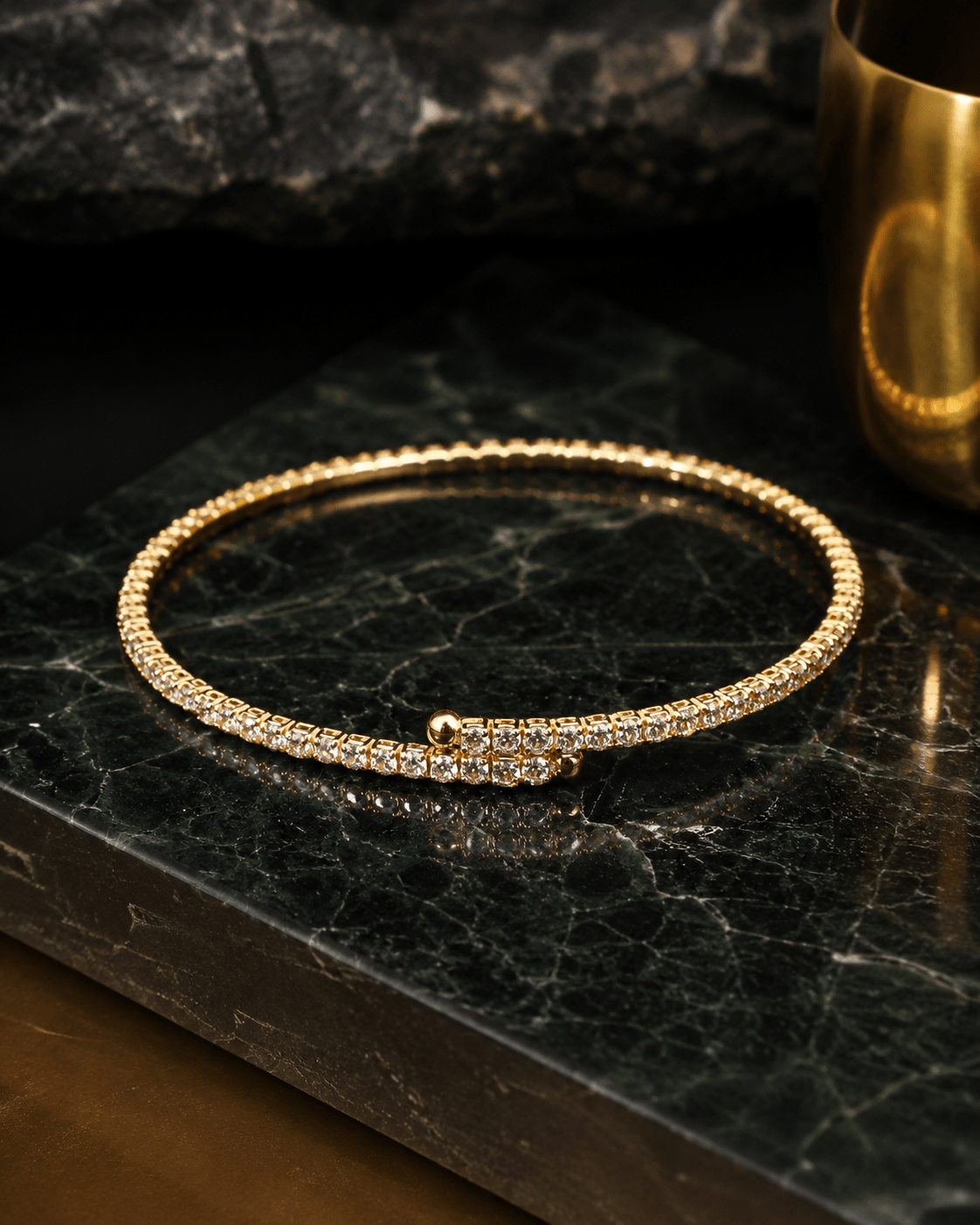 Slim Crystal Tennis Wrap Bangle Bracelet - Maxiblink
