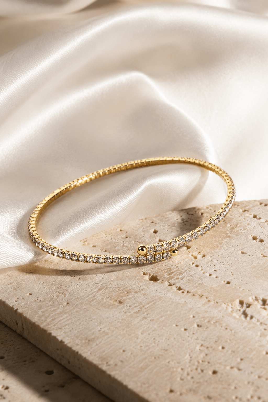 Slim Crystal Tennis Wrap Bangle Bracelet - Maxiblink
