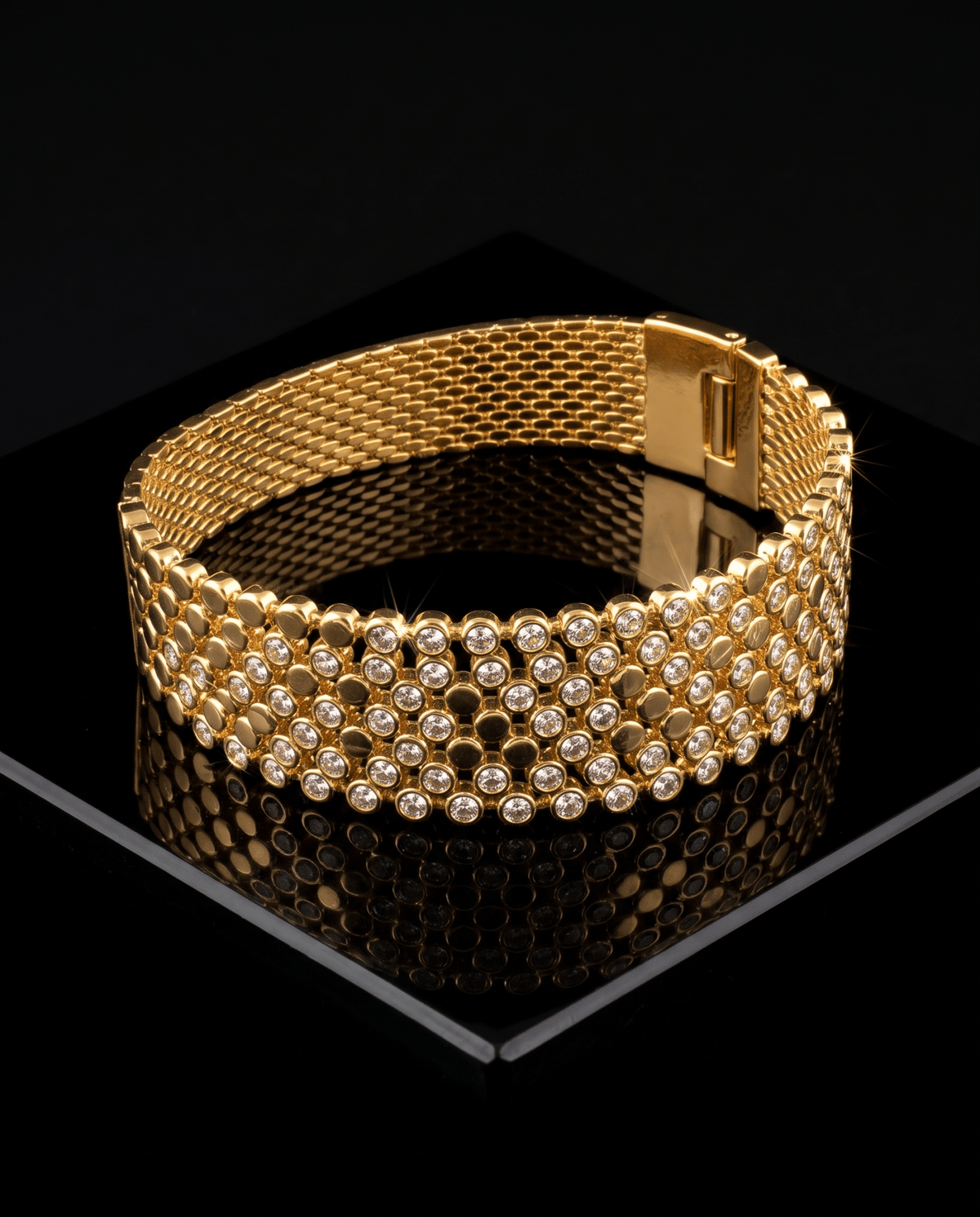 Sparkle Pavé Wide Cuff Bangle Bracelet - Maxiblink