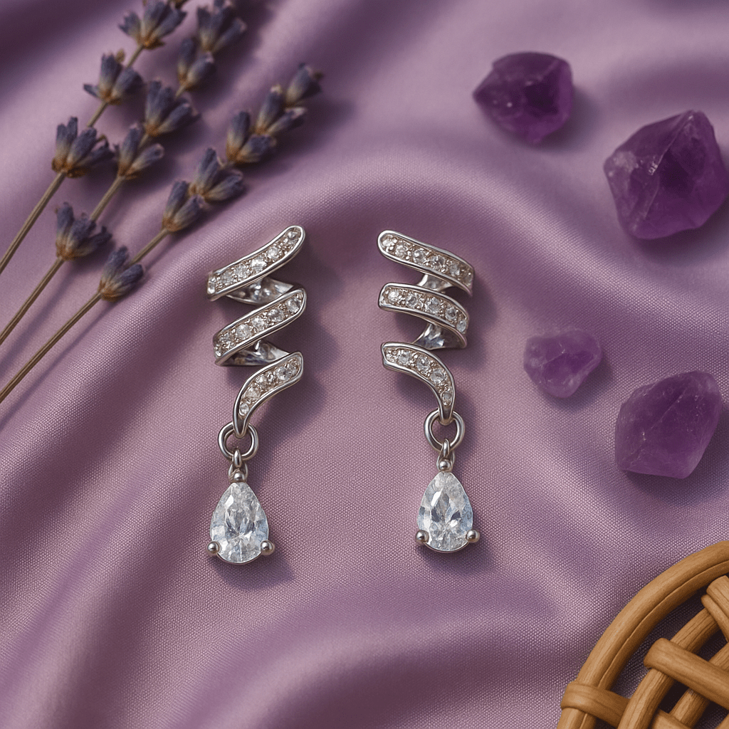 Spiral Diamond Drop Earrings - Maxiblink